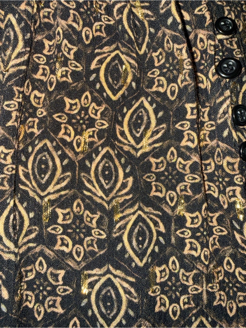 Zara Black Gold Metallic Boho Peasant XS Tunic Boho Euro Summer Indie Sleeze - Picture 6 of 6